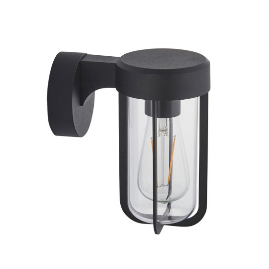 78791-001 Matt Black Wall Lamp with Clear Glass IP44