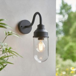 78792-001 Matt Black Wall Lamp with Clear Glass IP44