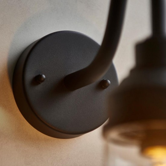 78792-001 Matt Black Wall Lamp with Clear Glass IP44