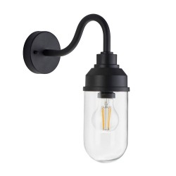 78792-001 Matt Black Wall Lamp with Clear Glass IP44