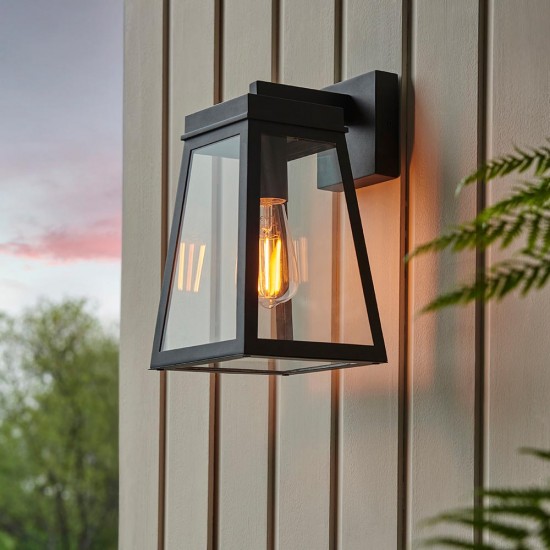 78793-001 Matt Black Lantern Wall Lamp IP44