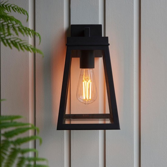 78793-001 Matt Black Lantern Wall Lamp IP44