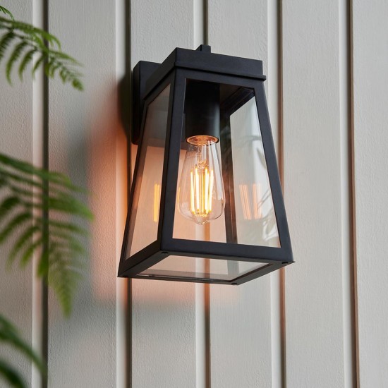 78793-001 Matt Black Lantern Wall Lamp IP44