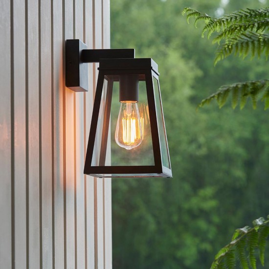 78793-001 Matt Black Lantern Wall Lamp IP44