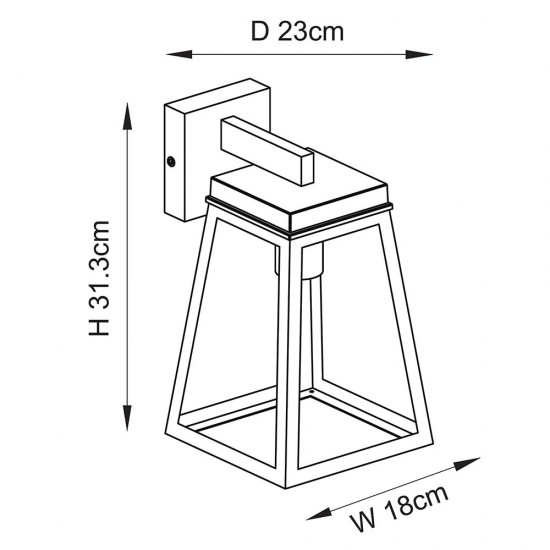 78793-001 Matt Black Lantern Wall Lamp IP44