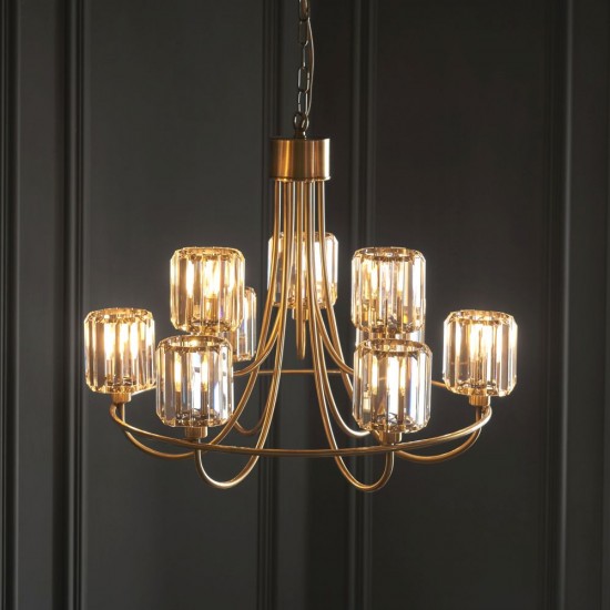 82795-001 Antique Brass 9 Light Centre Fitting with Crystal