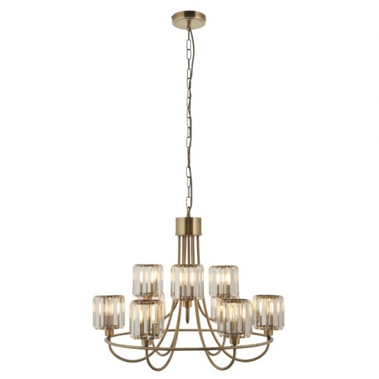 82795-001 Antique Brass 9 Light Centre Fitting with Crystal