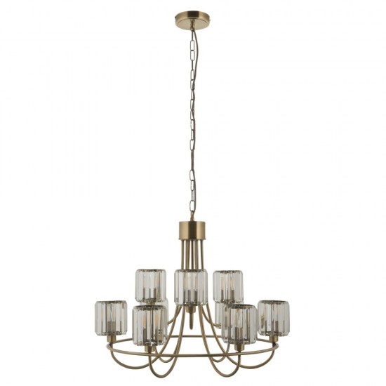 82795-001 Antique Brass 9 Light Centre Fitting with Crystal