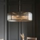 82827-001 Antique Brass 8 Light Pendant with Ribbed Glass