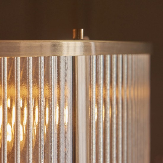 82827-001 Antique Brass 8 Light Pendant with Ribbed Glass