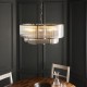 82828-001 Antique Brass 8 Light Pendant with Ribbed Glass