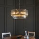 82828-001 Antique Brass 8 Light Pendant with Ribbed Glass