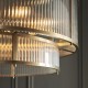 82828-001 Antique Brass 8 Light Pendant with Ribbed Glass