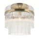 82829-001 Antique Brass Semi Flush with Clear Glass Rods