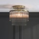 82829-001 Antique Brass Semi Flush with Clear Glass Rods