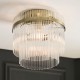 82829-001 Antique Brass Semi Flush with Clear Glass Rods