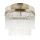 82829-001 Antique Brass Semi Flush with Clear Glass Rods