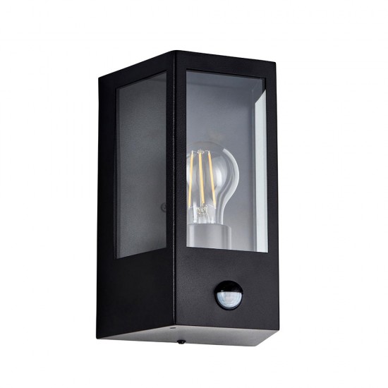 78799-001 Matt Black Lantern Wall Lamp with Sensor IP44