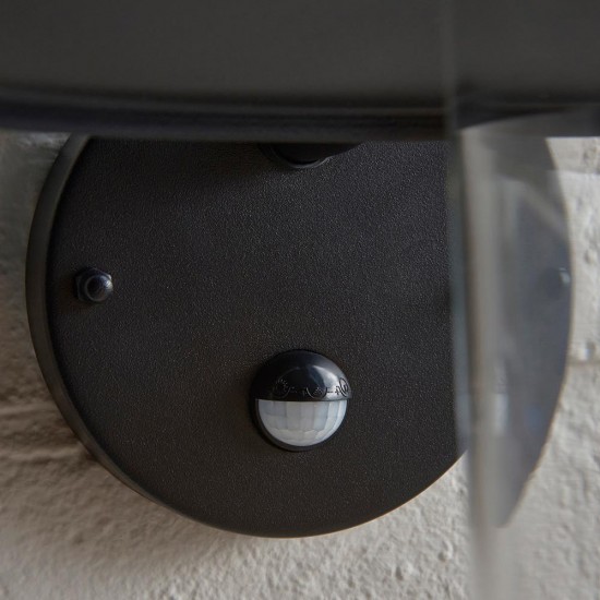 78800-001 Matt Black PIR Wall Lamp with Clear Glass