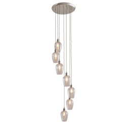 78897-001 Bright Nickel 7 Light Cluster Pendant with Clear Glass