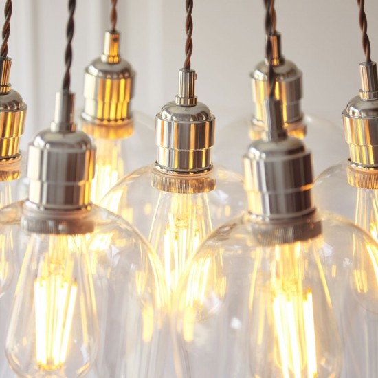 78898-001 Bright Nickel 7 Light Cluster Pendant with Clear Glass