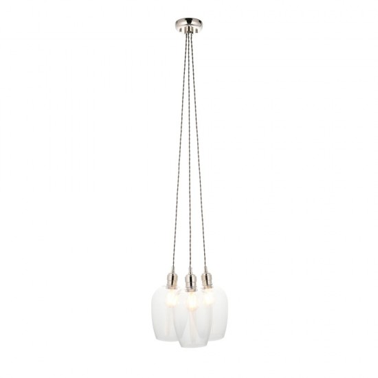 78899-001 Bright Nickel 3 Light Cluster Pendant with Clear Glass