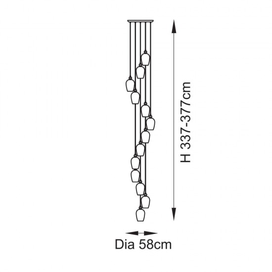 78900-001 Antique Brass 13 Light Cluster Pendant with Clear Glass