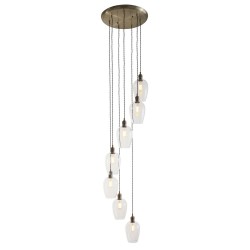 78901-001 Antique Brass 7 Light Cluster Pendant with Clear Glass