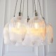 78906-001 Bright Nickel 7 Light Cluster Pendant with Clear Ribbed Glass