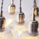78906-001 Bright Nickel 7 Light Cluster Pendant with Clear Ribbed Glass