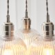 78907-001 Bright Nickel 3 Light Cluster Pendant with Clear Ribbed Glass