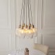 78910-001 Antique Brass 7 Light Cluster Pendant with Clear Ribbed Glass