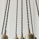 78910-001 Antique Brass 7 Light Cluster Pendant with Clear Ribbed Glass