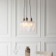 78911-001 Antique Brass 3 Light Cluster Pendant with Clear Ribbed Glass