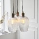 78911-001 Antique Brass 3 Light Cluster Pendant with Clear Ribbed Glass