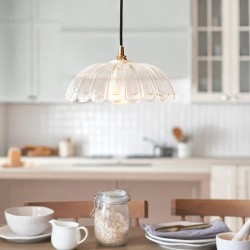 78834-001 Brushed Aged Brass Pendant with Decorative Glass