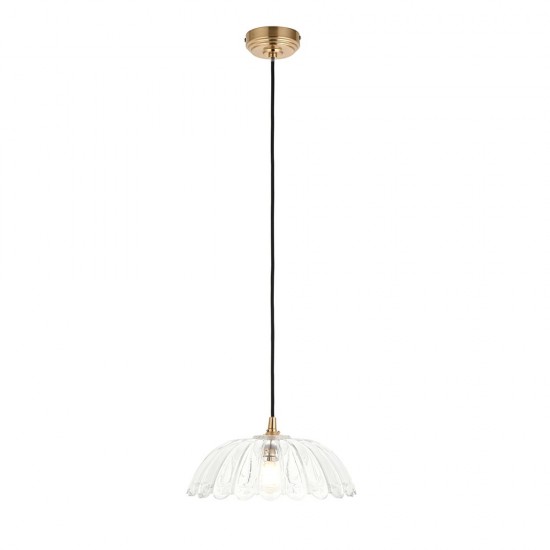 78834-001 Brushed Aged Brass Pendant with Decorative Glass