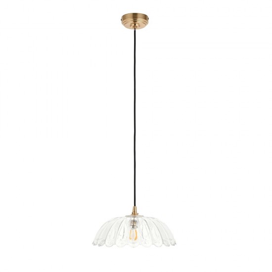 78834-001 Brushed Aged Brass Pendant with Decorative Glass