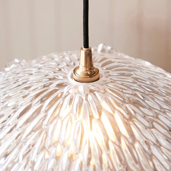 78835-001 Brushed Aged Brass Pendant with Decorative Glass