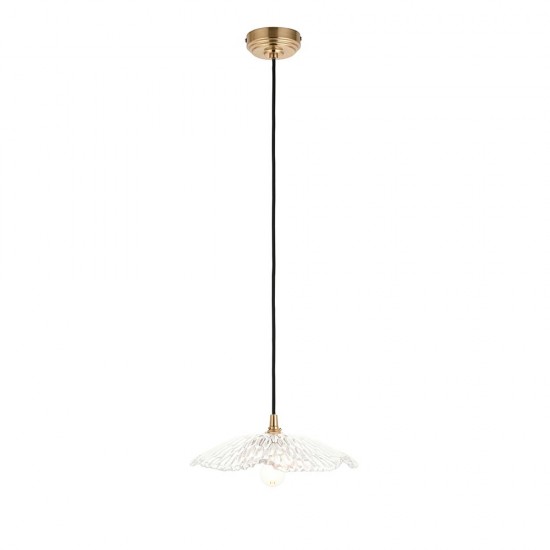 78835-001 Brushed Aged Brass Pendant with Decorative Glass