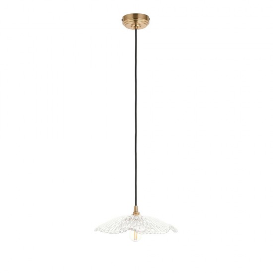 78835-001 Brushed Aged Brass Pendant with Decorative Glass