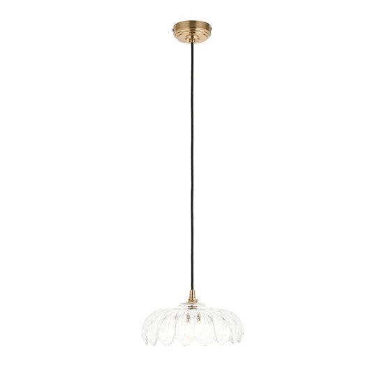 78836-001 Brushed Aged Brass Pendant with Decorative Glass