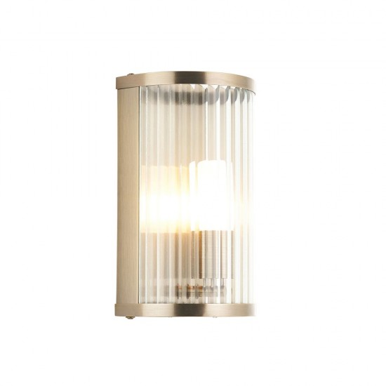 82959-001 Antique Brass Wall Lamp with Ribbed Glass & Diffuser IP44
