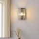82959-001 Antique Brass Wall Lamp with Ribbed Glass & Diffuser IP44