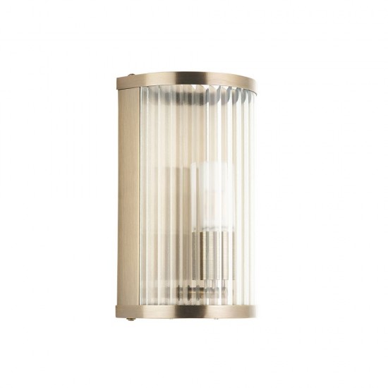82959-001 Antique Brass Wall Lamp with Ribbed Glass & Diffuser IP44