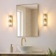 82960-001 Antique Brass 2 Light Wall Lamp with Ribbed Glass & Diffuser IP44