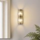 82960-001 Antique Brass 2 Light Wall Lamp with Ribbed Glass & Diffuser IP44