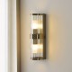 82960-001 Antique Brass 2 Light Wall Lamp with Ribbed Glass & Diffuser IP44