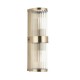 82960-001 Antique Brass 2 Light Wall Lamp with Ribbed Glass & Diffuser IP44