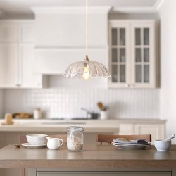 19160-001 Brushed Aged Brass Pendant with Decorative Glass